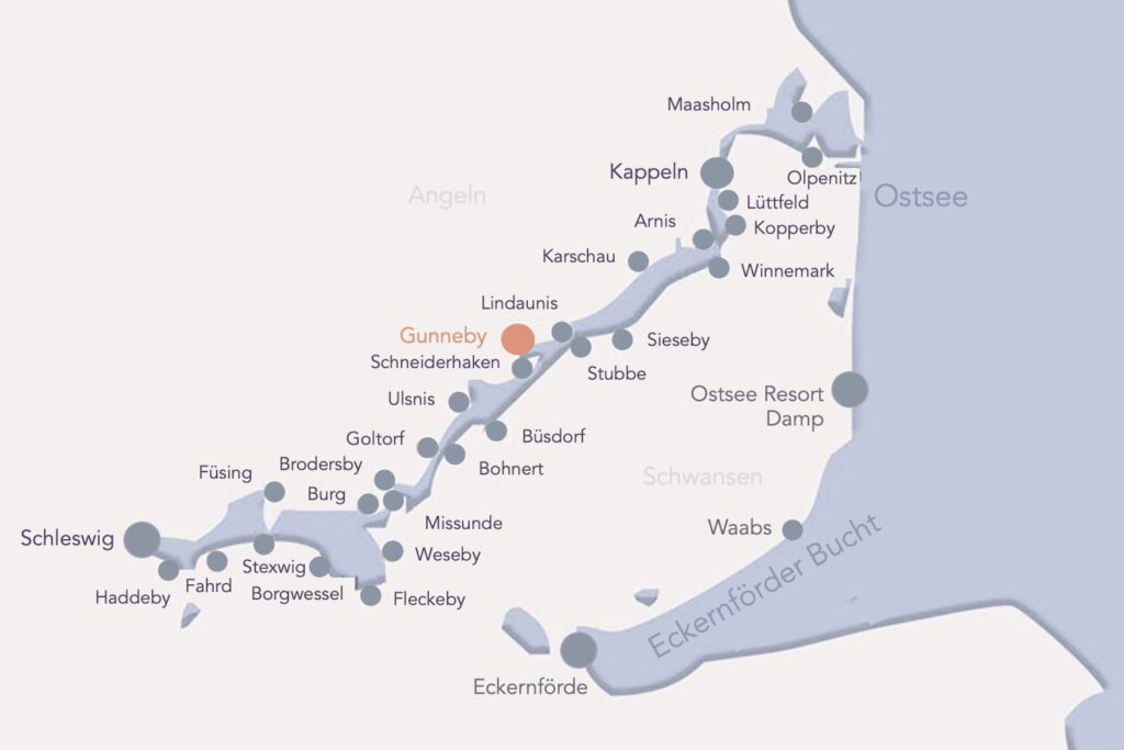 Karte Lage von Gunneby an der Schlei